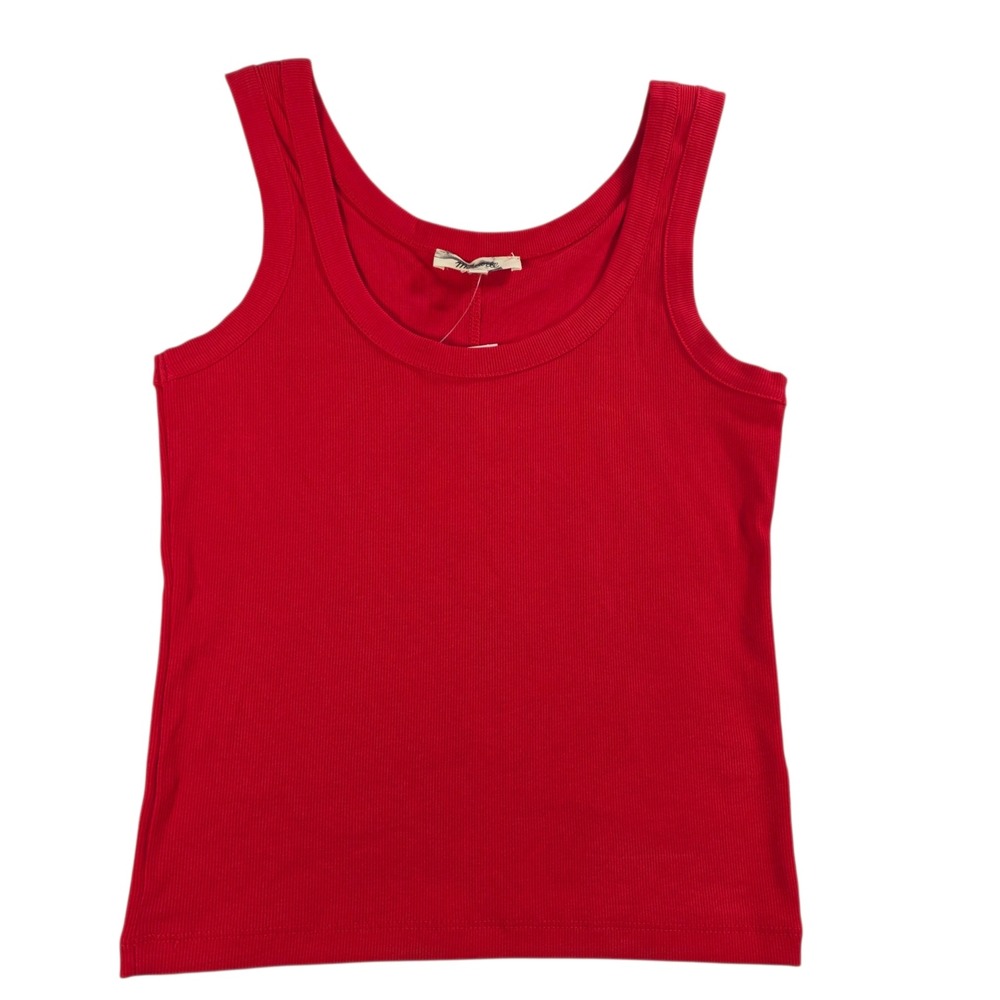 Madewell Womens XS Festival Red Regenerative Cotton Ribbed Scoopneck‎ Tank Top